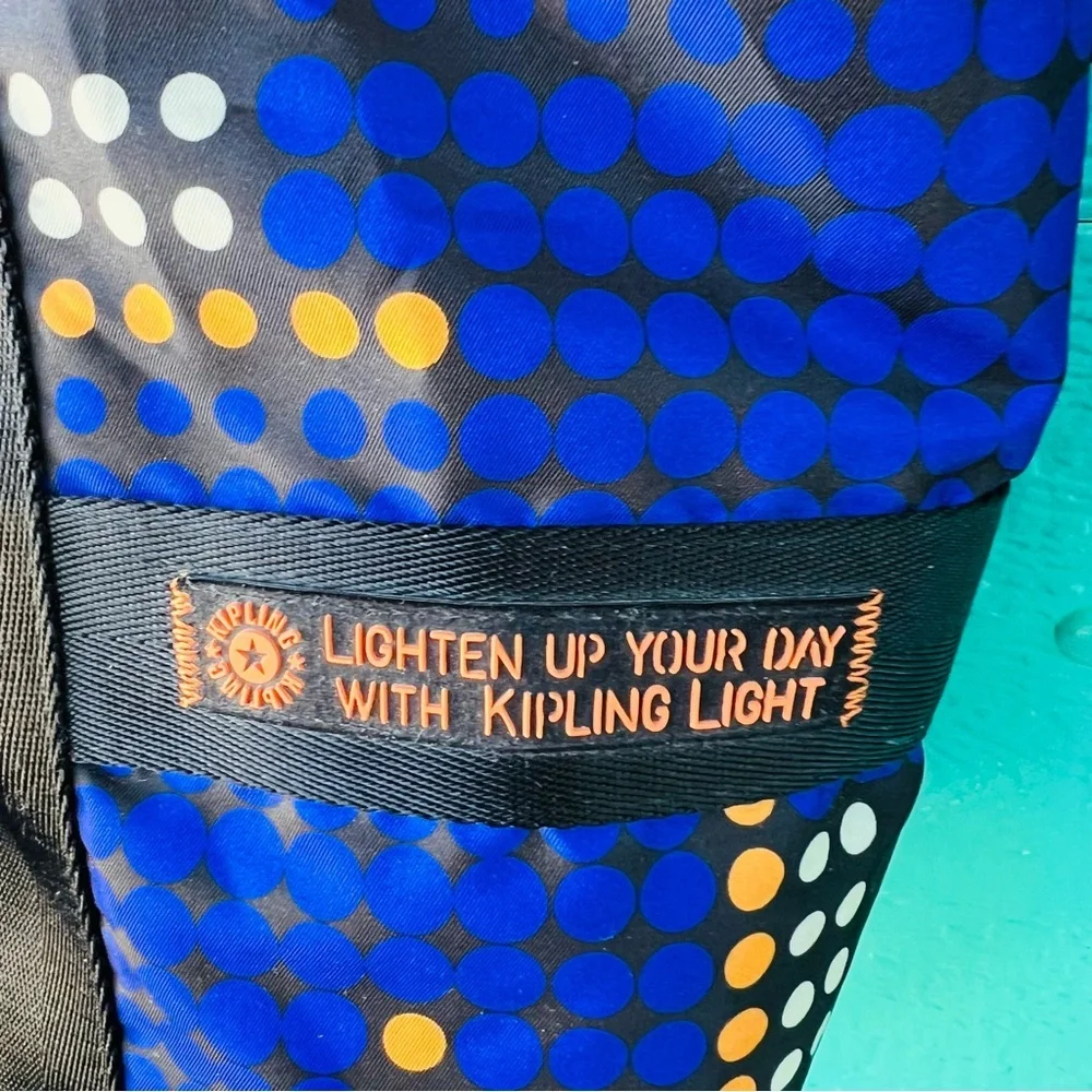 KIPLING TRAVEL LIGHTWEIGHT PURPLE POLKA DOTS LARGE TOTE BAG WITH CHARM
